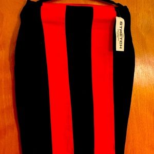 Red and black pencil skirt